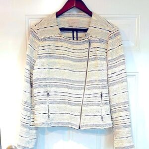 LOFT Women's Textured Cream and Black Blazer